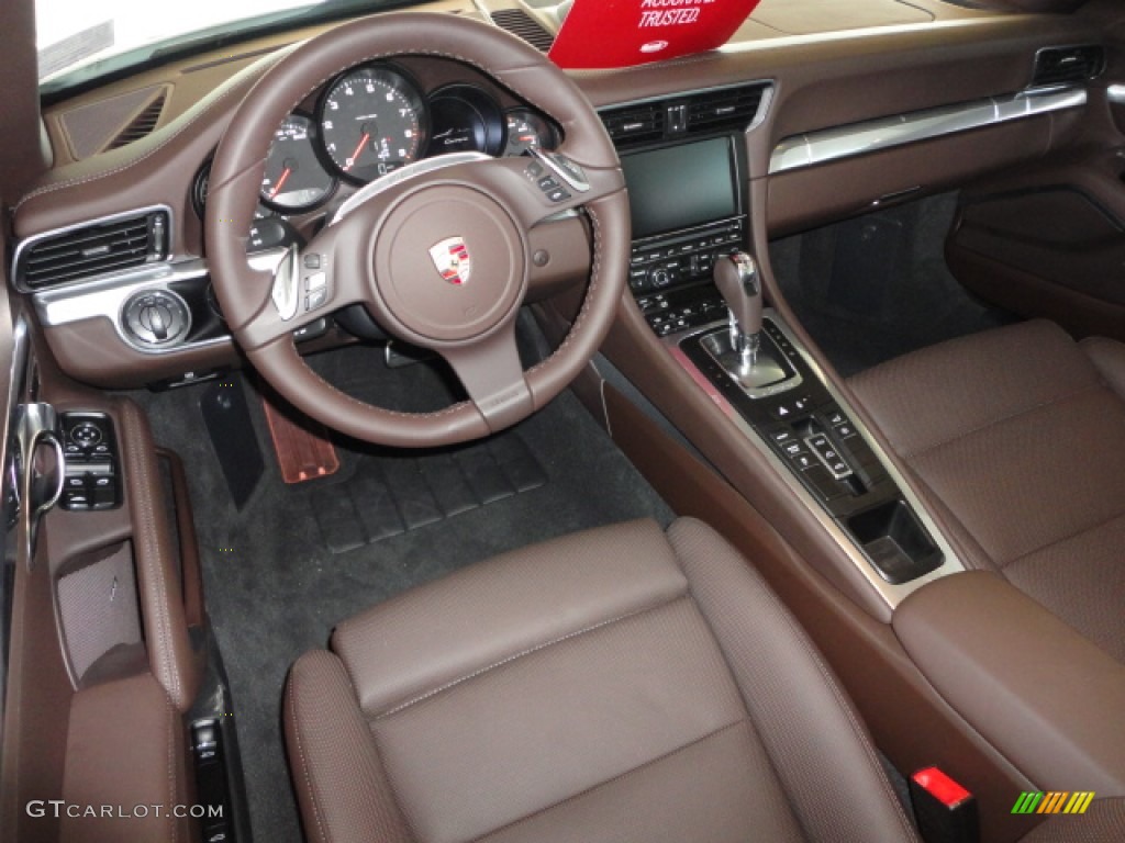 Espresso Natural Leather Interior 2012 Porsche New 911 Carrera Cabriolet Photo #67870519