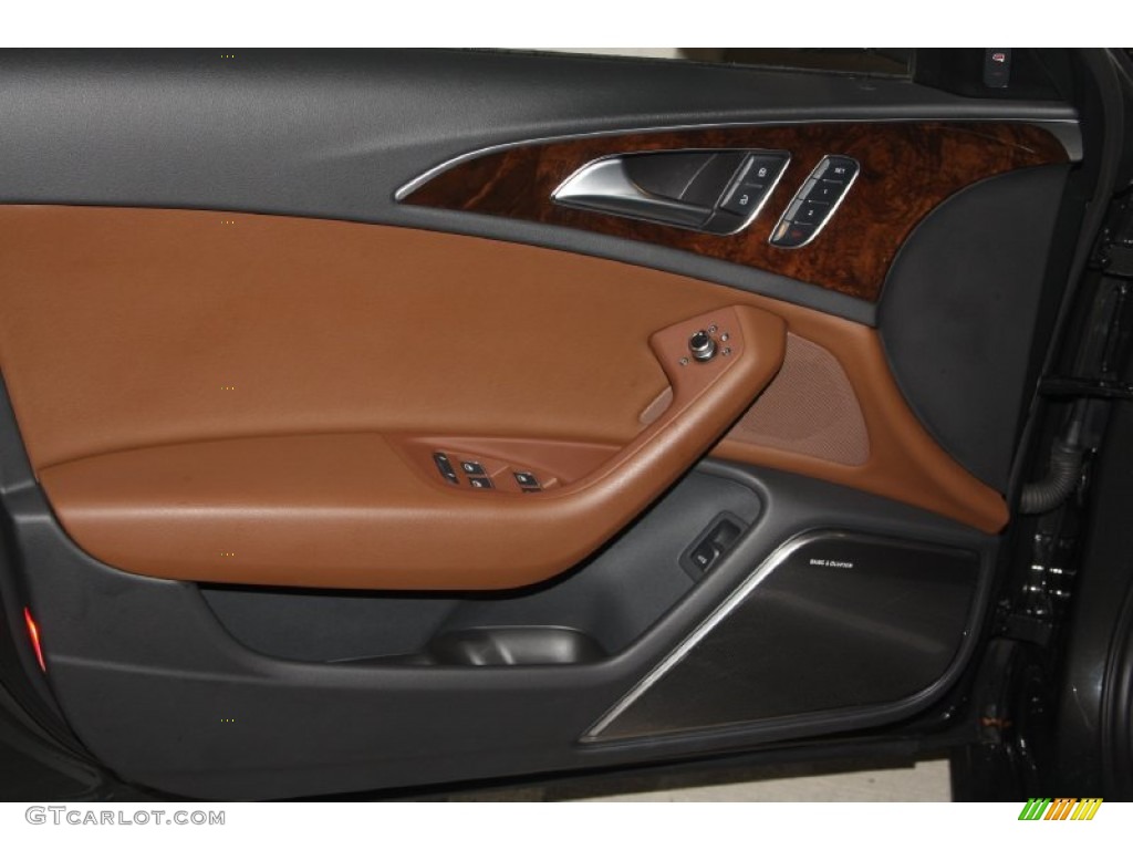 2012 Audi A6 3.0T quattro Sedan Nougat Brown Door Panel Photo #67871708