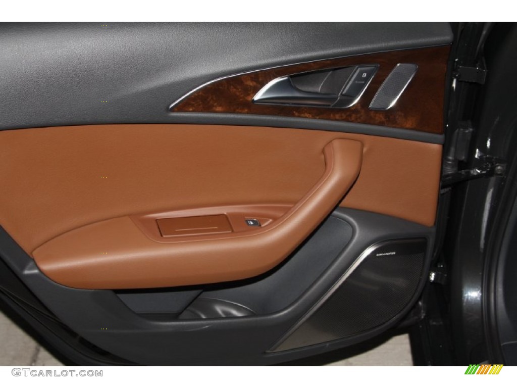 2012 Audi A6 3.0T quattro Sedan Nougat Brown Door Panel Photo #67871967