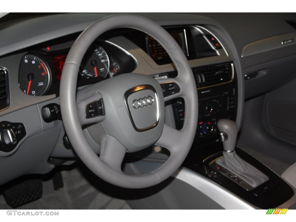 2012 Audi A4 2.0T quattro Avant Light Gray Steering Wheel Photo #67872256