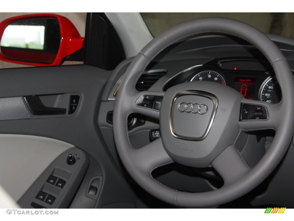 2012 Audi A4 2.0T quattro Avant Light Gray Steering Wheel Photo #67872442