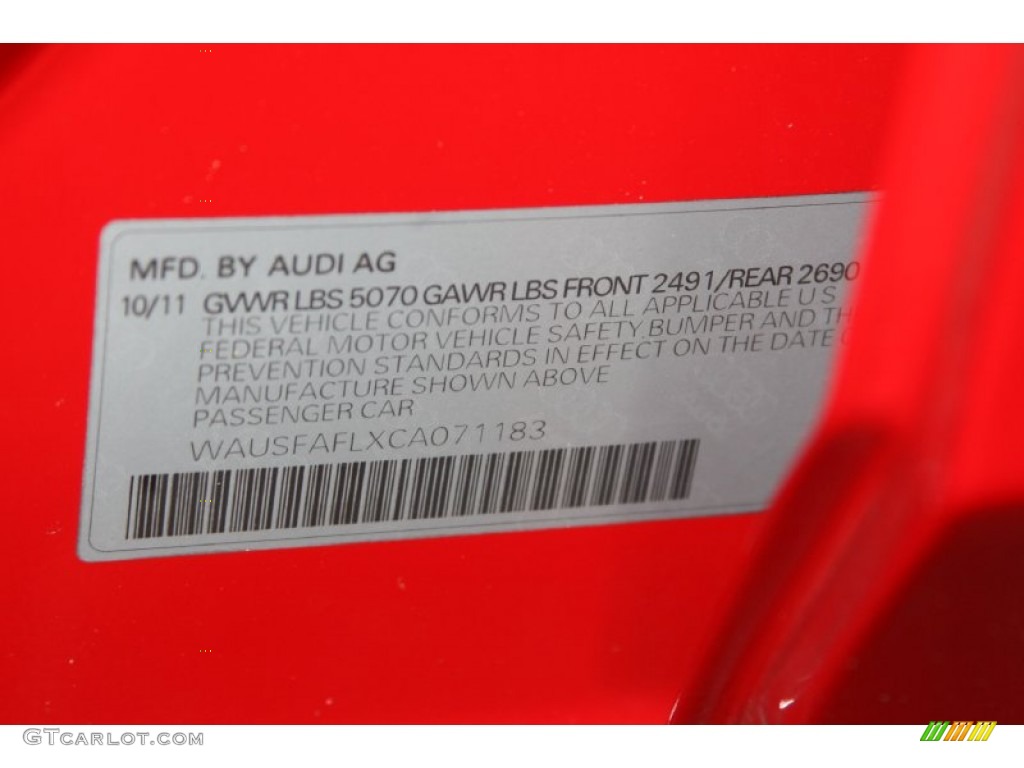 2012 Audi A4 2.0T quattro Avant Info Tag Photo #67872571