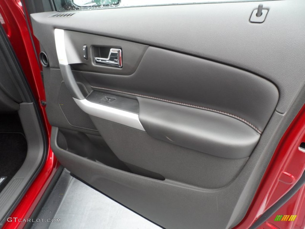 2013 Ford Edge SEL EcoBoost SEL Appearance Charcoal Black/Gray Alcantara Door Panel Photo #67878148