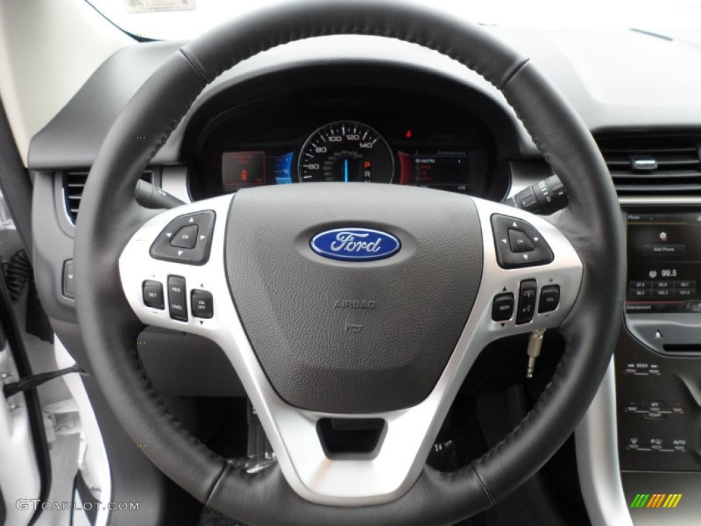 2013 Ford Edge SEL EcoBoost SEL Appearance Charcoal Black/Gray Alcantara Steering Wheel Photo #67878817