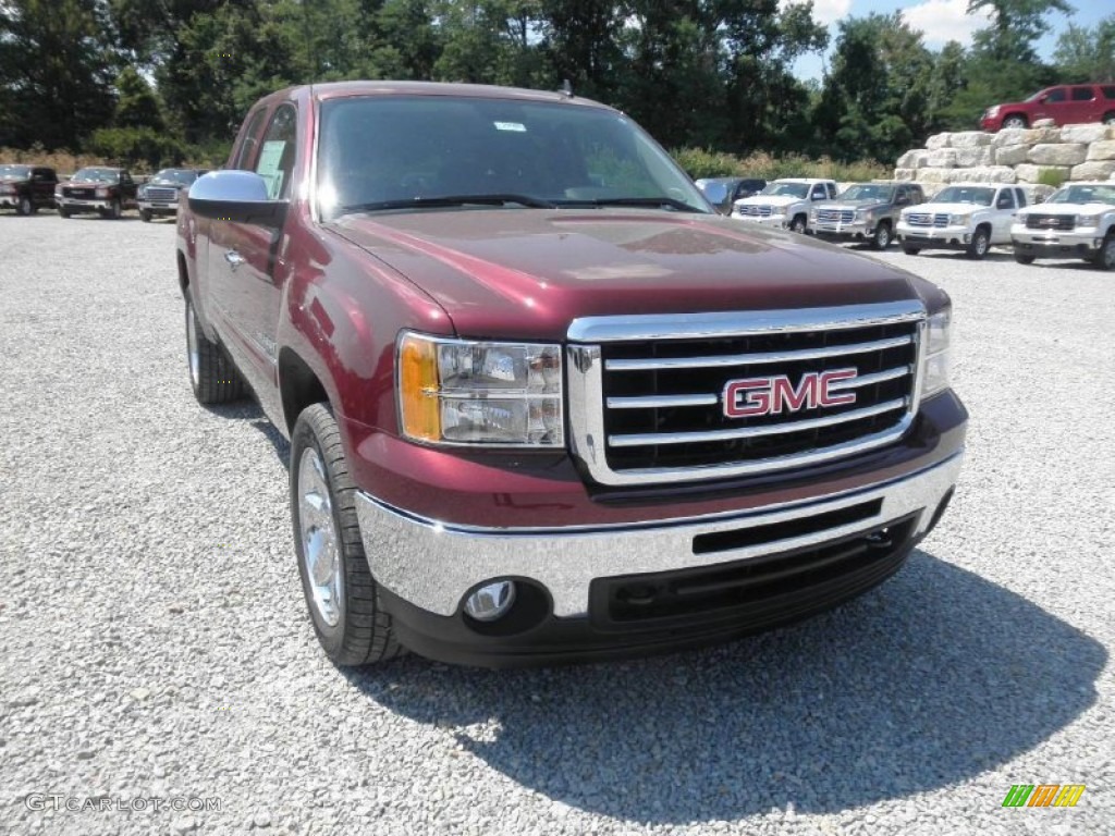 2013 Sierra 1500 SLE Extended Cab 4x4 - Sonoma Red Metallic / Ebony photo #2