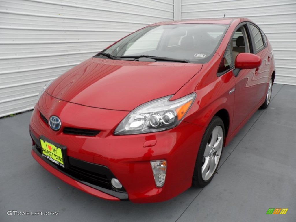 2012 Prius 3rd Gen Five Hybrid - Barcelona Red Metallic / Bisque photo #6