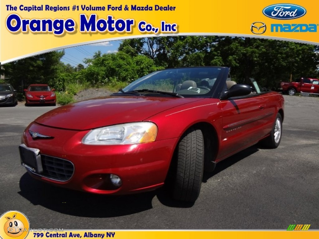 2001 Sebring LXi Convertible - Inferno Red Tinted Pearlcoat / Sandstone photo #1