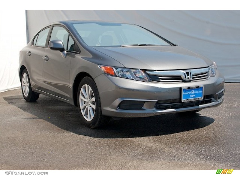 2012 Civic EX Sedan - Polished Metal Metallic / Gray photo #1