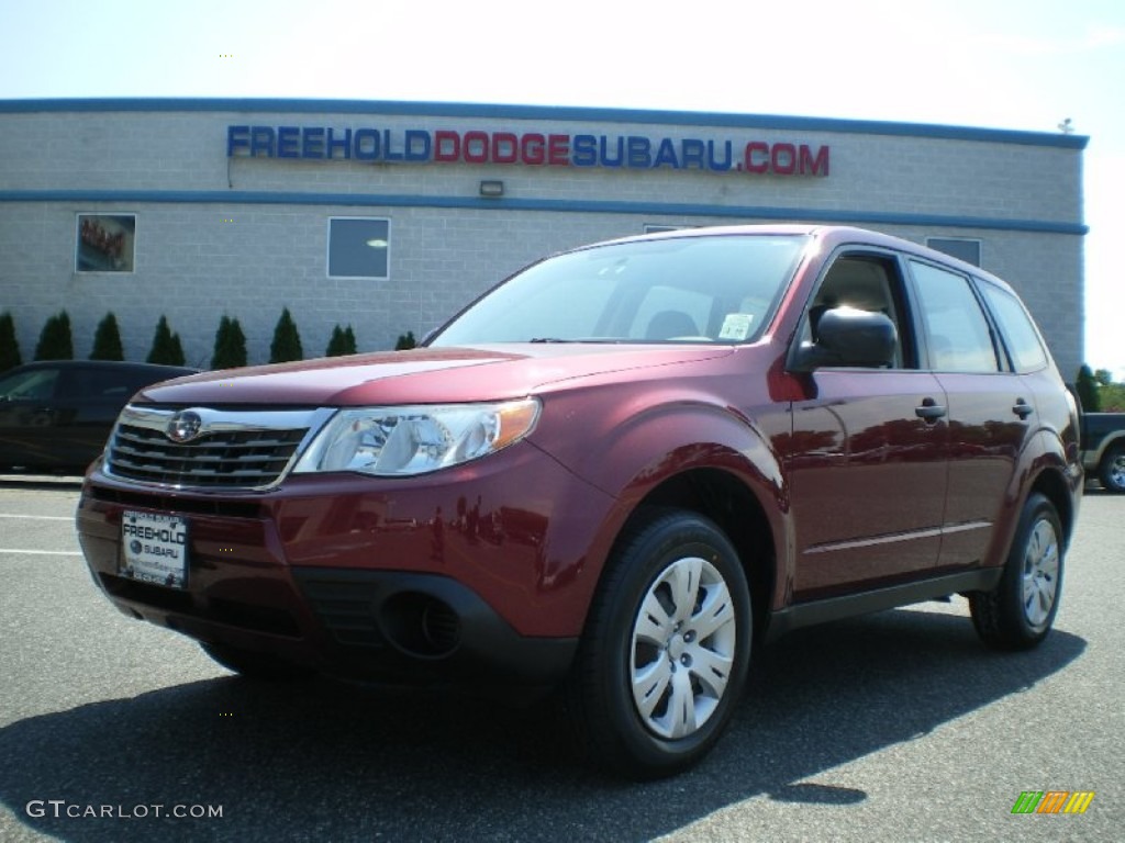 2009 Forester 2.5 X - Camellia Red Pearl / Black photo #1