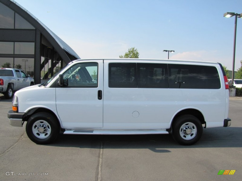 Summit White 2012 Chevrolet Express LT 3500 Passenger Van Exterior Photo #67907939