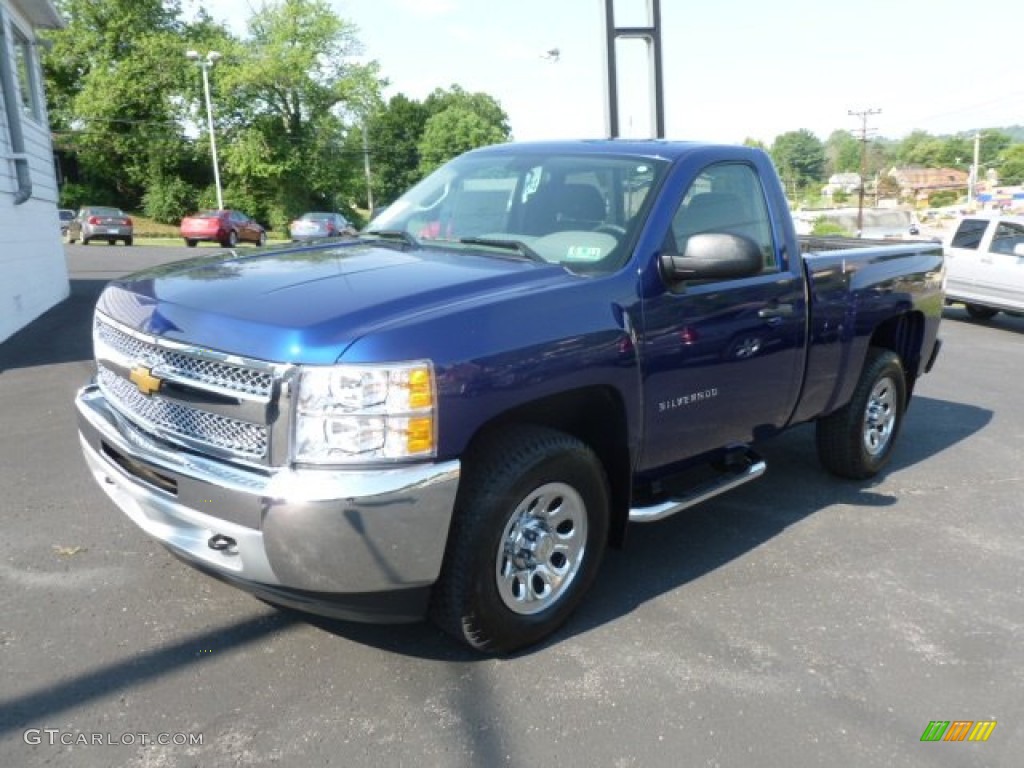 2013 Silverado 1500 LS Regular Cab 4x4 - Blue Topaz Metallic / Ebony photo #3