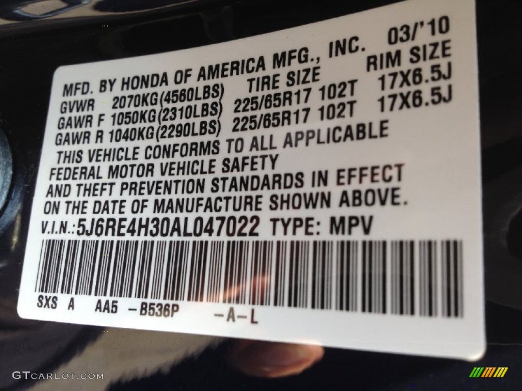 2010 CR-V LX AWD - Royal Blue Pearl / Black photo #28