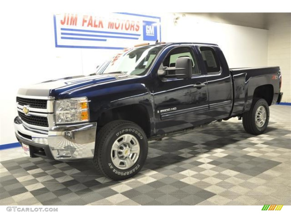 2009 Silverado 2500HD LT Extended Cab 4x4 - Imperial Blue Metallic / Ebony photo #25