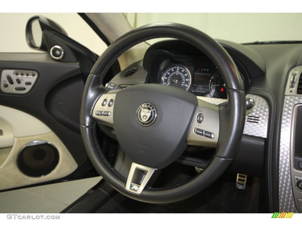 2008 Jaguar XK XKR Portfolio Edition Convertible Ivory/Charcoal Steering Wheel Photo #67921502