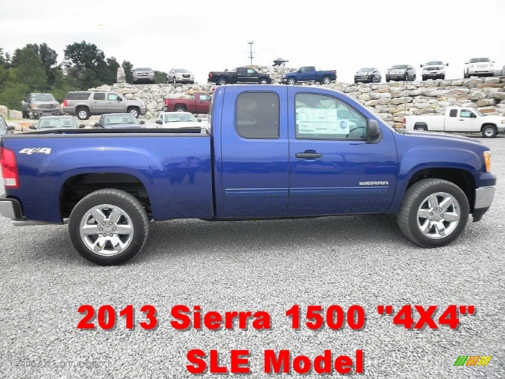 2013 Sierra 1500 SLE Extended Cab 4x4 - Heritage Blue Metallic / Ebony photo #1