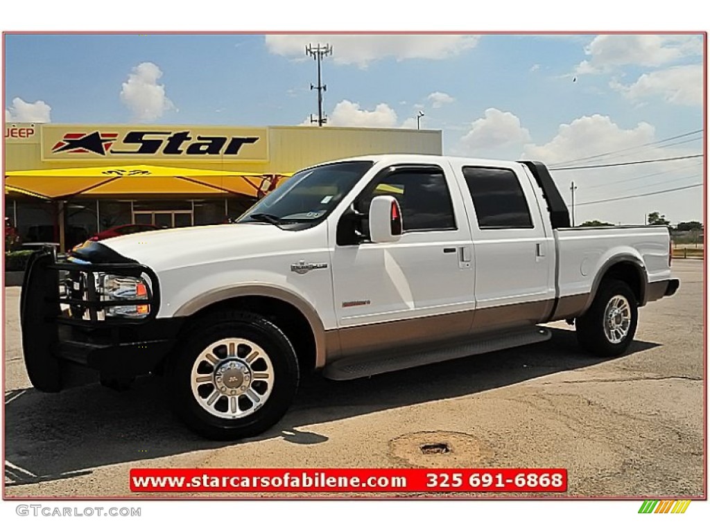 2007 F250 Super Duty King Ranch Crew Cab - Oxford White Clearcoat / Castano Brown Leather photo #1