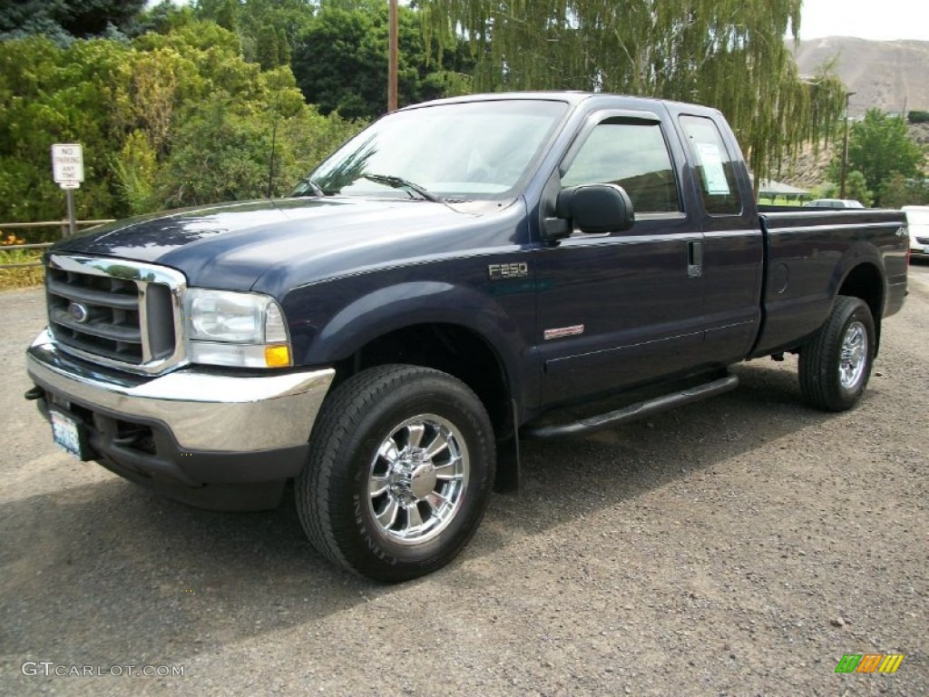 2003 F250 Super Duty XLT SuperCab 4x4 - True Blue Metallic / Medium Flint Grey photo #5