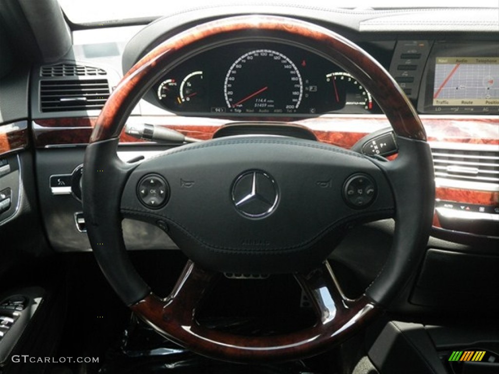 2009 Mercedes-Benz S 63 AMG Sedan Black Steering Wheel Photo #67929704