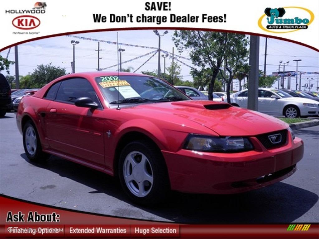2002 Mustang V6 Coupe - Torch Red / Dark Charcoal photo #1