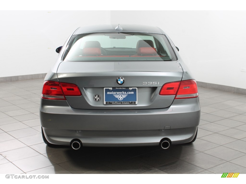 2008 3 Series 335i Coupe - Space Grey Metallic / Coral Red/Black photo #4