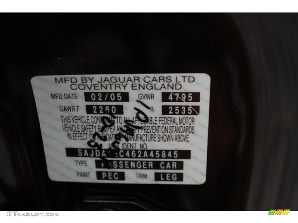 2006 Jaguar XK XK8 Convertible Color Code Photos