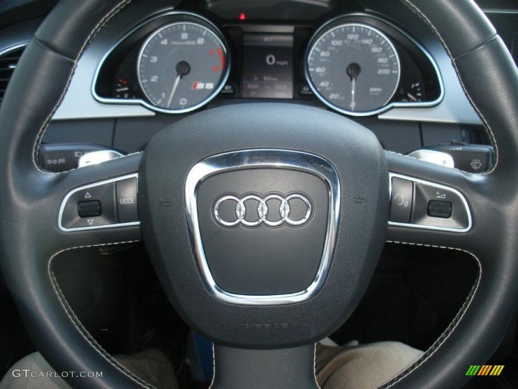 2010 Audi S5 4.2 FSI quattro Coupe Black Silk Nappa Leather Steering Wheel Photo #67939973