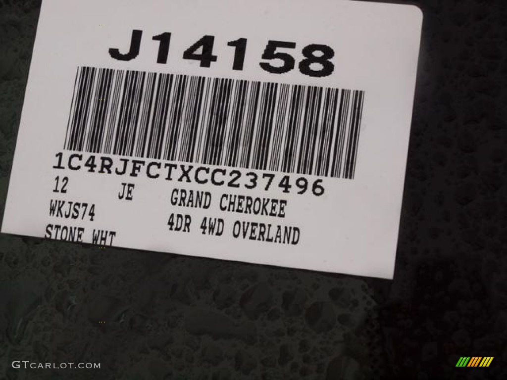 2012 Grand Cherokee Overland 4x4 - Stone White / Black/Light Frost Beige photo #7