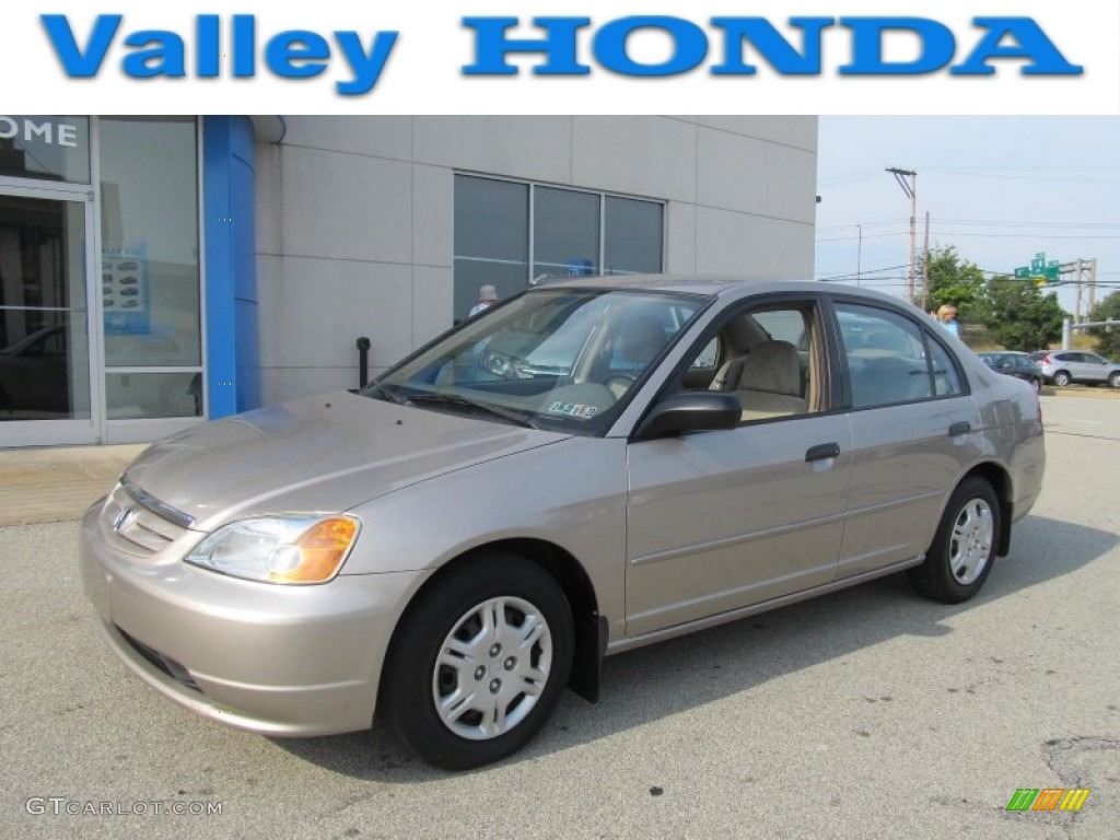 2001 Civic LX Sedan - Titanium Metallic / Beige photo #1