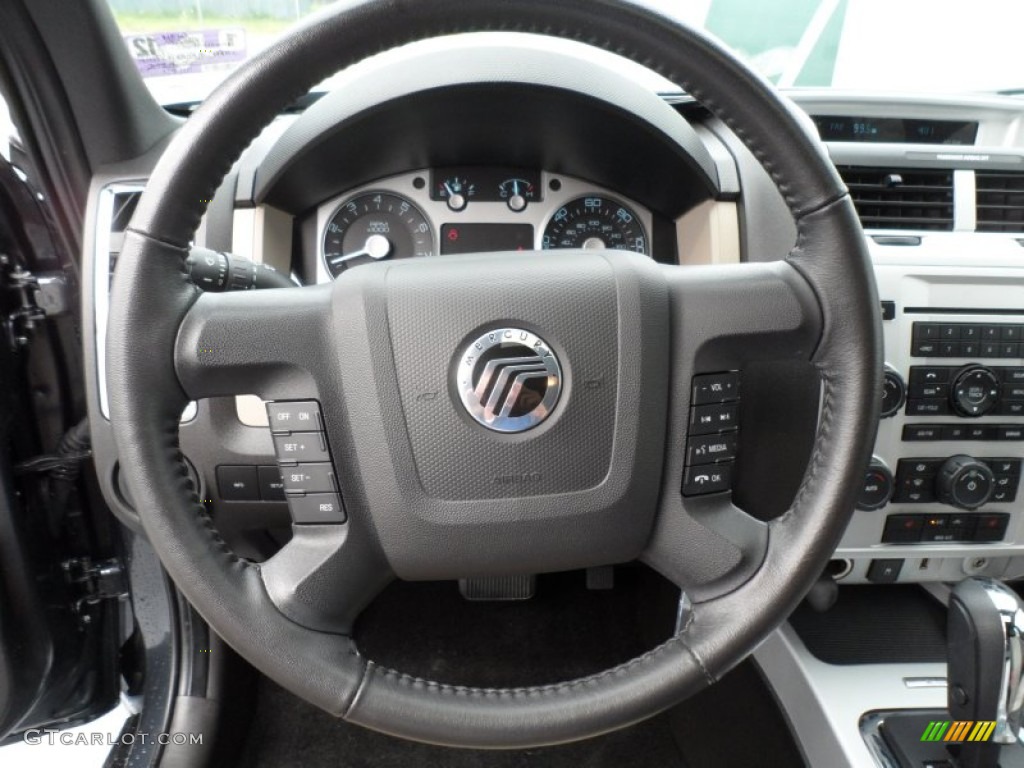 2010 Mercury Mariner V6 Premier Black/Stone Alcantara Steering Wheel Photo #67944920