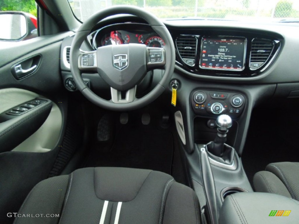 2013 Dodge Dart Rallye Black/Light Diesel Gray Dashboard Photo #67947590