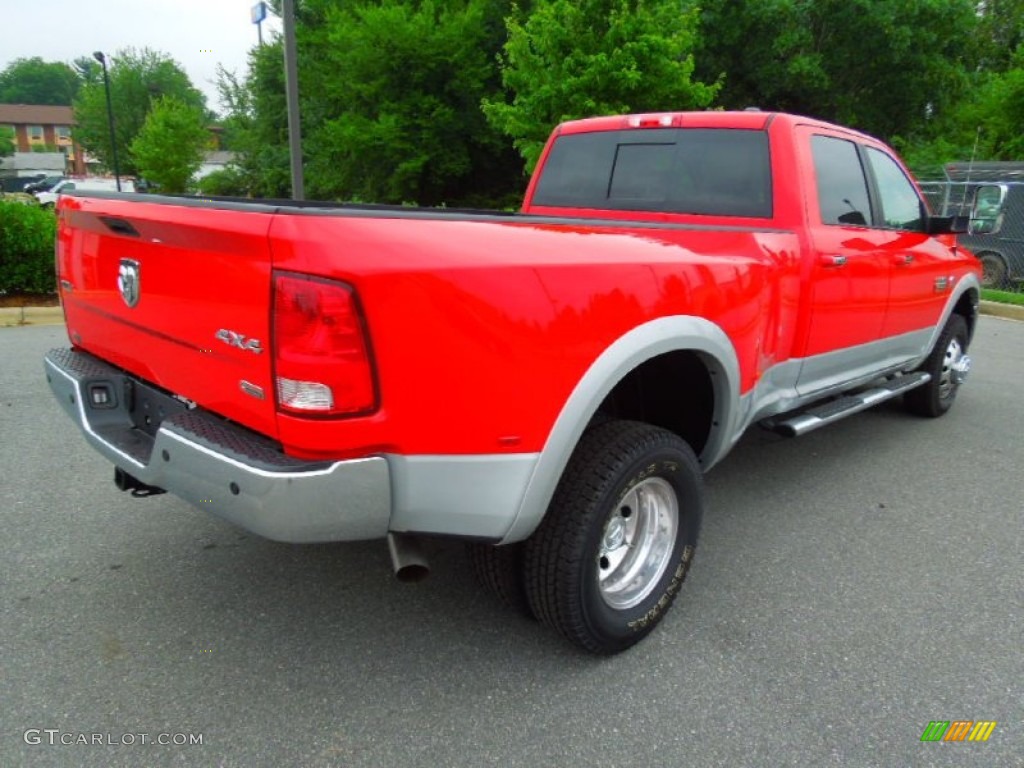 Flame Red 2012 Dodge Ram 3500 HD Laramie Crew Cab 4x4 Dually Exterior Photo #67947713