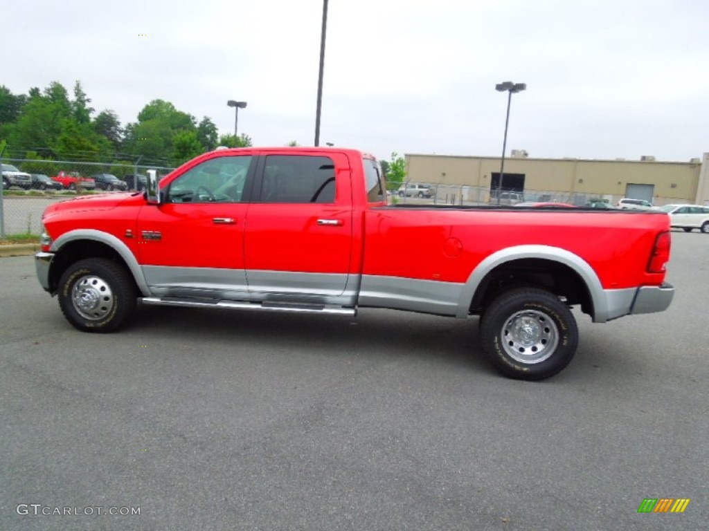 Flame Red 2012 Dodge Ram 3500 HD Laramie Crew Cab 4x4 Dually Exterior Photo #67947734