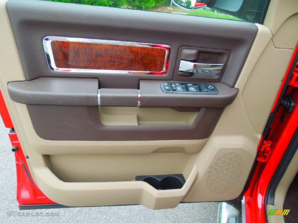 2012 Dodge Ram 3500 HD Laramie Crew Cab 4x4 Dually Light Pebble Beige/Bark Brown Door Panel Photo #67947770