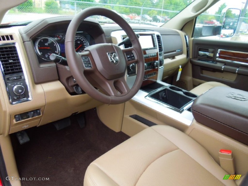 Light Pebble Beige/Bark Brown Interior 2012 Dodge Ram 3500 HD Laramie Crew Cab 4x4 Dually Photo #67947986