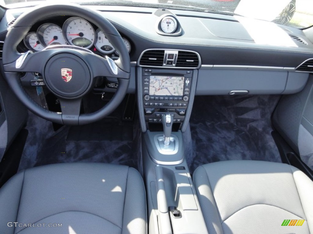 2011 Porsche 911 Turbo Cabriolet Black/Stone Grey Dashboard Photo #67950491