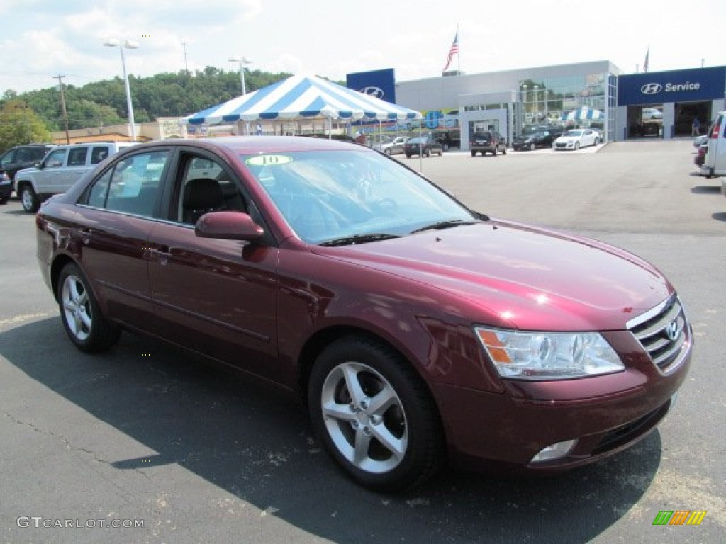 2010 Sonata SE V6 - Dark Cherry Red / Cocoa photo #1