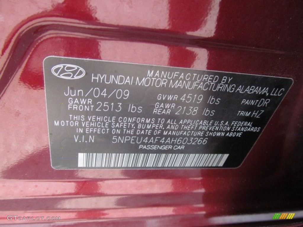 2010 Sonata SE V6 - Dark Cherry Red / Cocoa photo #24