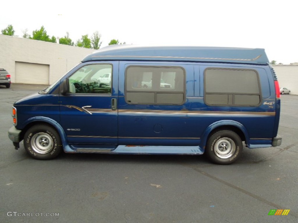 Indigo Blue Metallic 2000 Chevrolet Express G1500 Passenger Conversion Van Exterior Photo #67958714