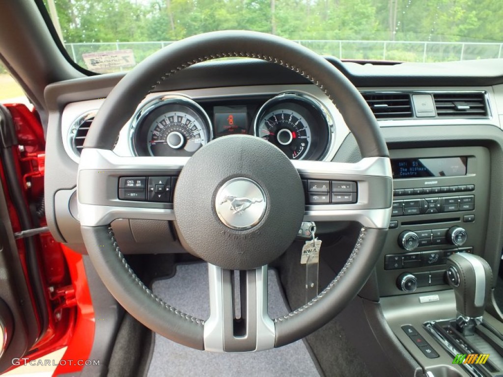 2013 Ford Mustang GT Premium Coupe Charcoal Black Steering Wheel Photo #67964653