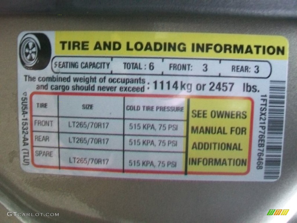 2006 Ford F250 Super Duty XLT SuperCab 4x4 Info Tag Photos