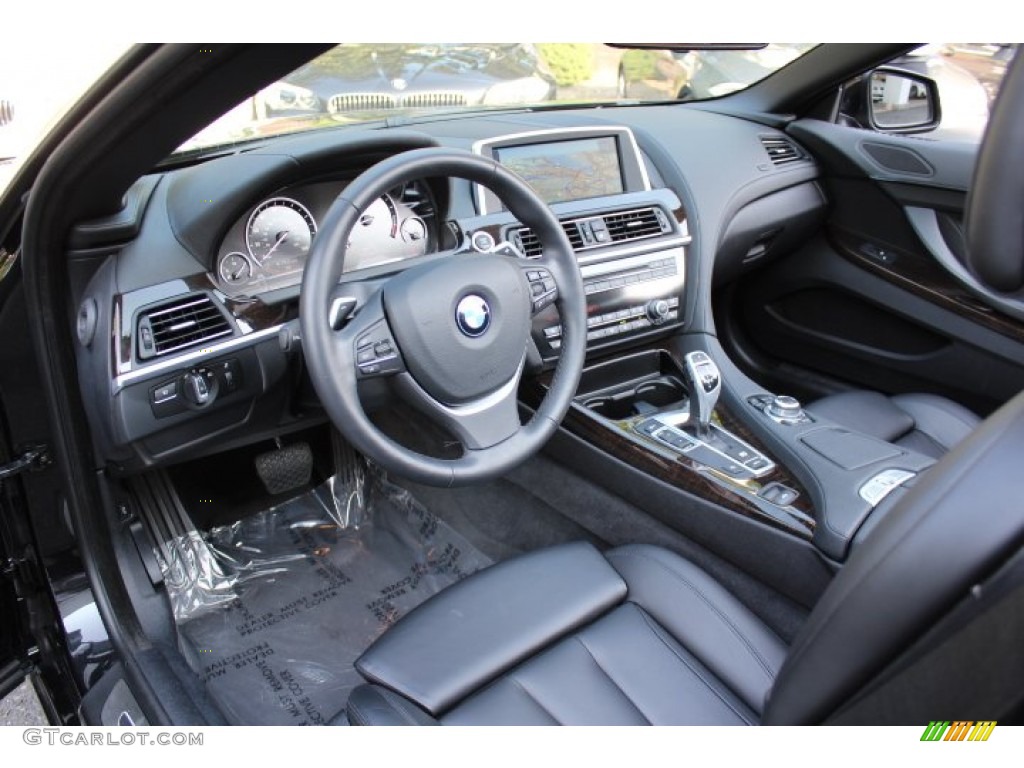 Black Nappa Leather Interior 2012 BMW 6 Series 650i Convertible Photo #67977082
