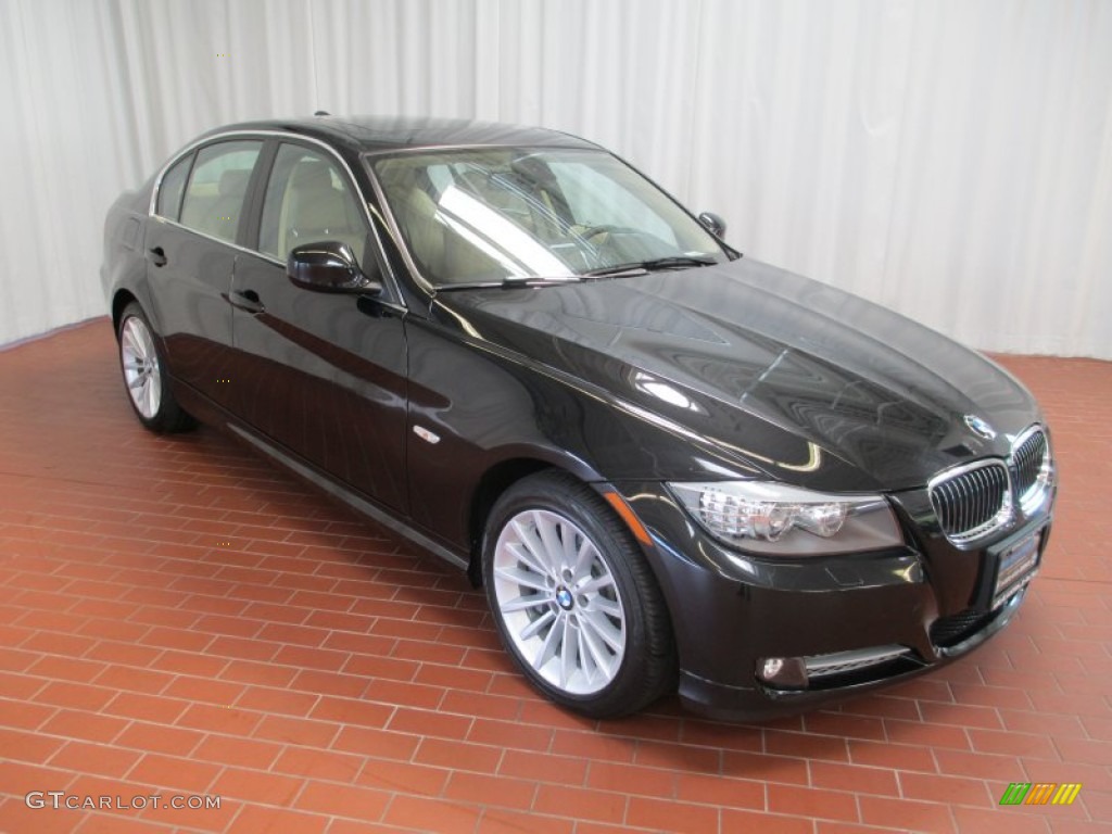2011 3 Series 335d Sedan - Black Sapphire Metallic / Beige photo #1