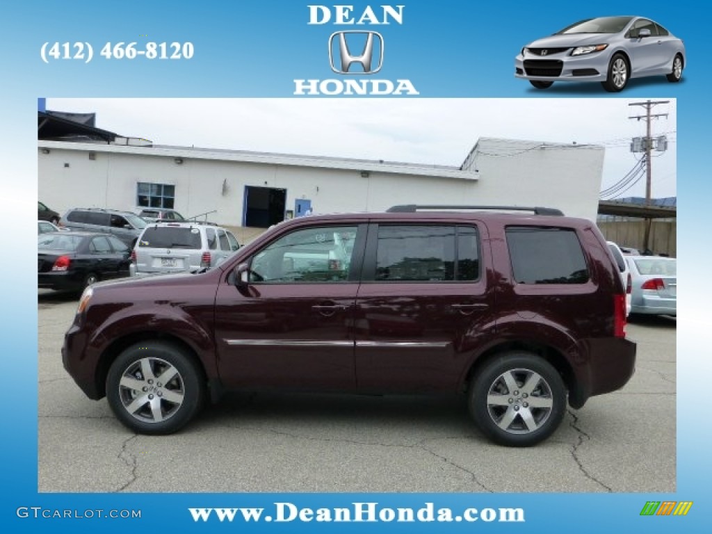2012 Pilot Touring 4WD - Dark Cherry Pearl II / Beige photo #1
