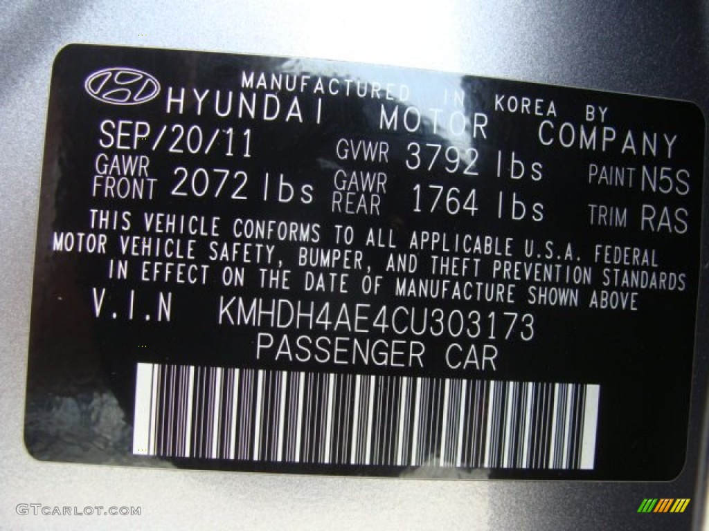 2012 Elantra Limited - Harbor Gray Metallic / Gray photo #15