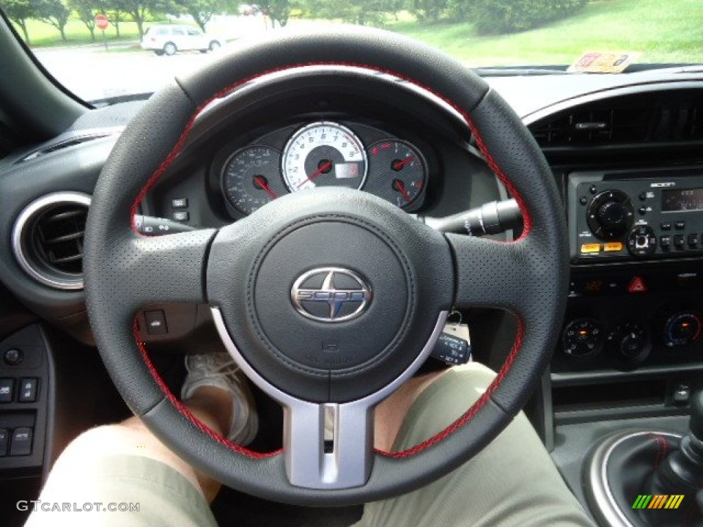 2013 Scion FR-S Sport Coupe Black/Red Accents Steering Wheel Photo #67996952