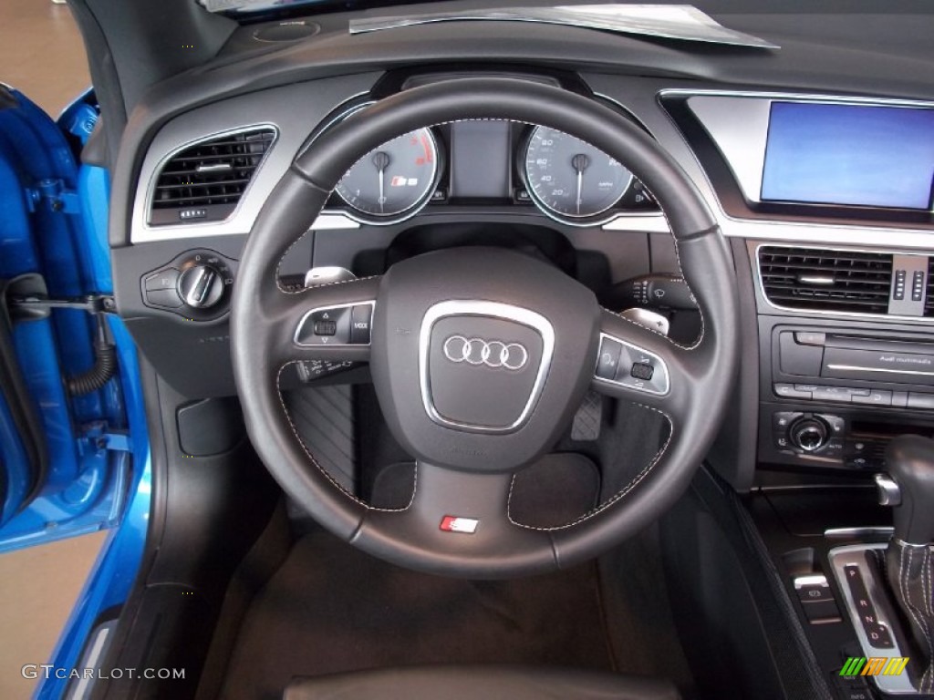 2010 Audi S5 3.0 TFSI quattro Cabriolet Black Silk Nappa Leather Steering Wheel Photo #67997898