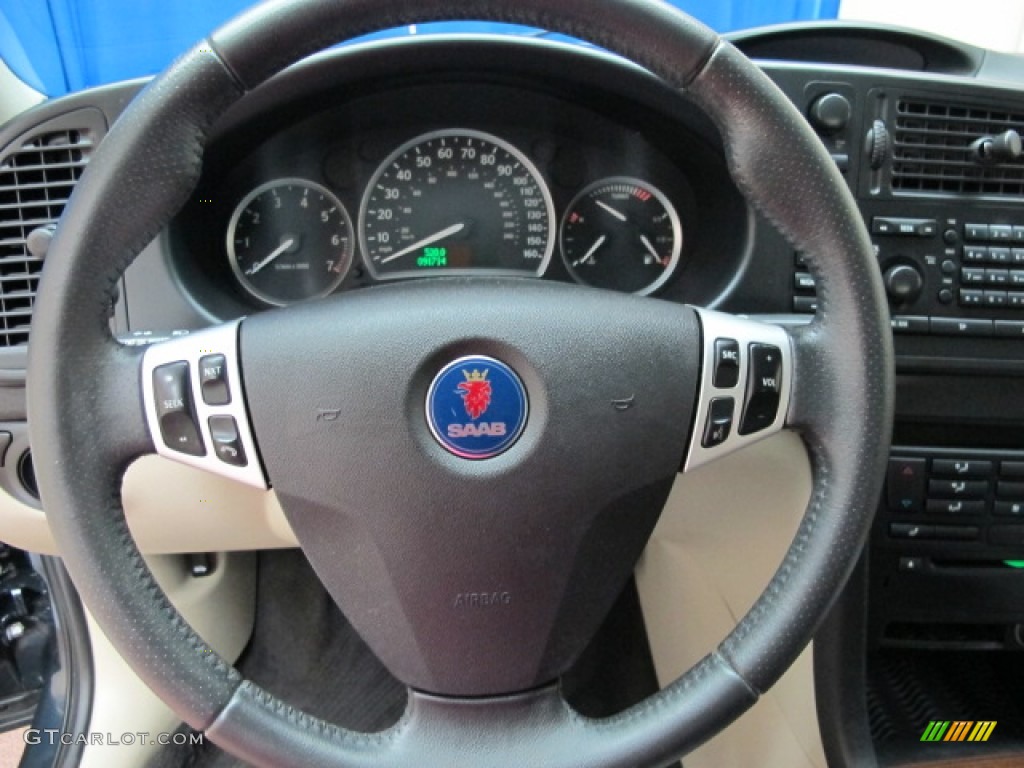 2006 Saab 9-3 2.0T Sport Sedan Slate Gray Steering Wheel Photo #67997912