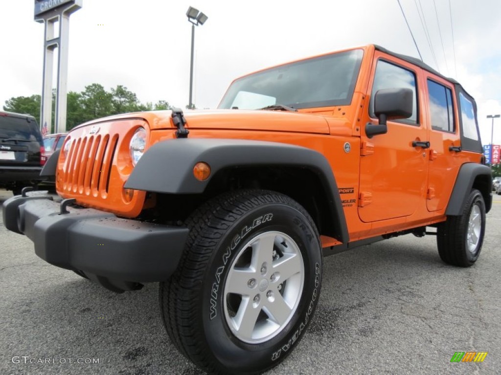 Crush Orange 2012 Jeep Wrangler Unlimited Sport 4x4 Exterior Photo #68000528