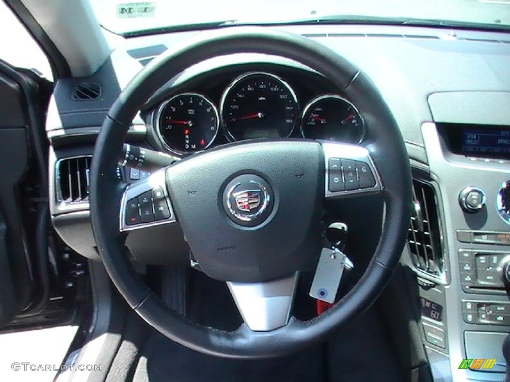 2010 Cadillac CTS 3.0 Sedan Ebony Steering Wheel Photo #68001662