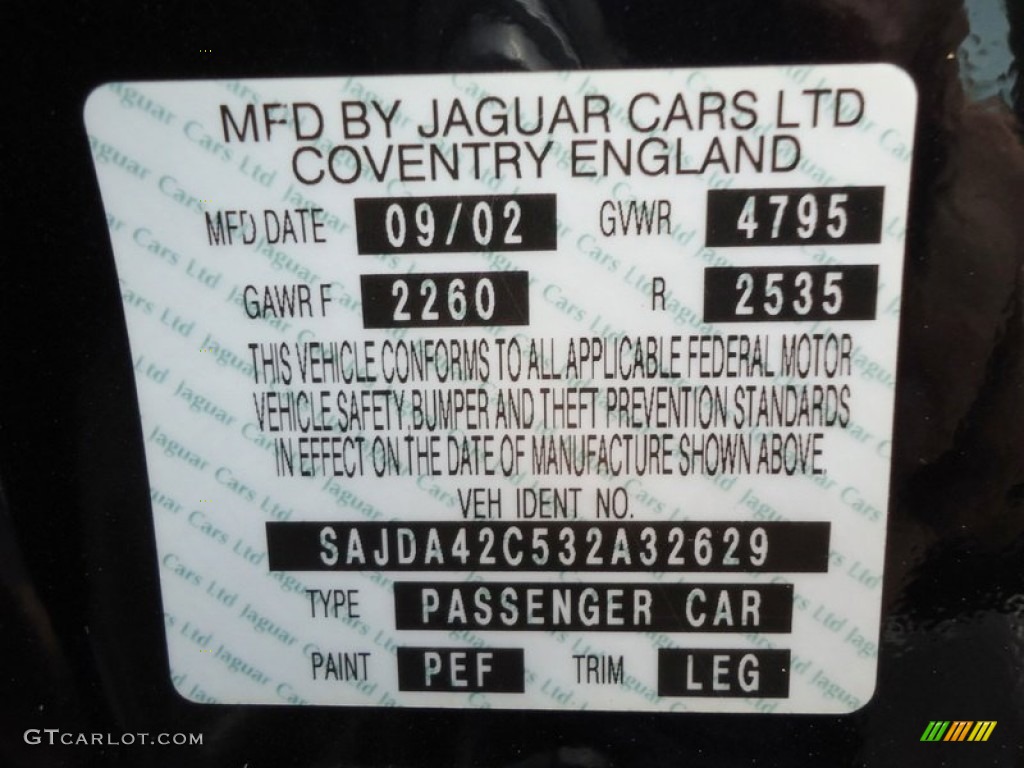 2003 Jaguar XK XK8 Convertible Color Code Photos